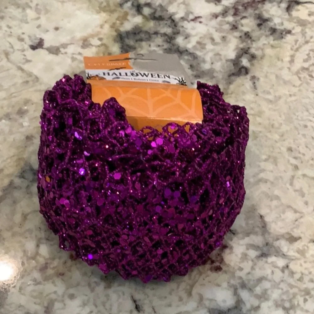 Purple Glitter Halloween Ribbon 48” long